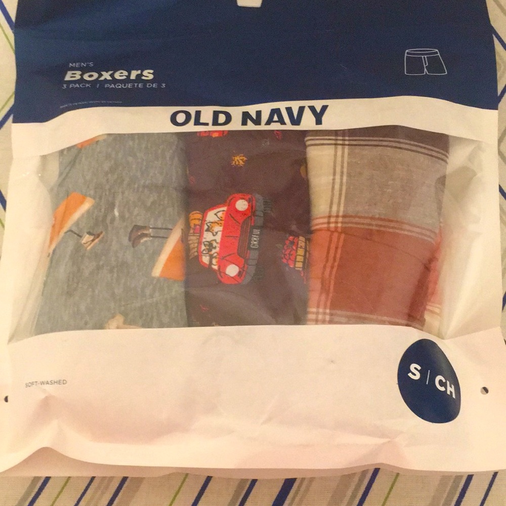 Old Navy Boxers Underwear Fall Set of 3 Boxers for Men Print Sz S NIP New NWT